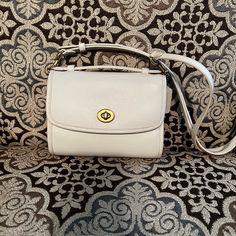 Small Cute Little Purse No Scratches Very Clean Cheap White Crossbody Satchel, White Crossbody Satchel With Removable Pouch, Coach White Crossbody Satchel, White Square Satchel With Zipper Closure, White Shoulder Bag With Snap Closure, Small Purse, Coach Purses, Bag Lady, Women Shopping