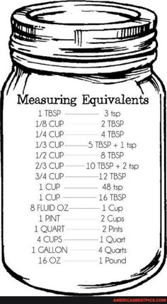 a mason jar filled with measuring measurements