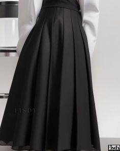 Fisdy - Deer Wests Sofisticada Falda Quinceañera Plisada de Talle Alto con Largos Volantes Quince Skirt, Ethereal Dress, Pleated Long Skirt, Black Pleated Skirt, Black Outfits, High Low Skirt, Skirt Skirt, All Black Outfit, Color Fabric