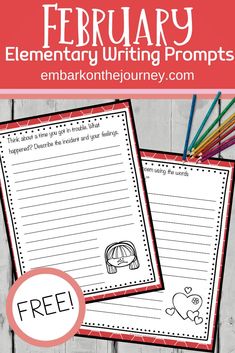 the free printable february writing prompts for elementary students