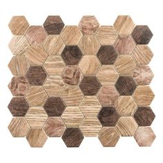 a wooden mosaic tile pattern on a white background