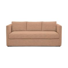 a tan colored couch on a white background