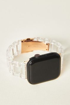 This resin band brings a stylish flourish to your smart watch. Cute Watch Band, Stylish Apple Watch Band Women, Gold Apple Watch Band, Smart Watch Bands, Cute Apple Watch Bands, Sparkly Things, Jewelry Lookbook