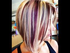 Short Layered Burgundy Hair, Hair Color Streaks Purple, Hair Necessities, Highlights Bob, 2018 Hair, Plum Hair, Chunky Highlights, Purple Highlights, Hair Styles 2014