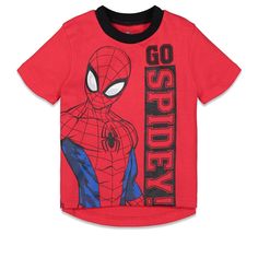 Are your Spidey senses tingling? Get ready for an action-packed adventure in this cool and comfy Spiderman outfit! This fashionable short sleeve shirt and shorts set features vibrant artwork of iconic superheroes like the Amazing Spiderman, Miles Morales, and Spider Gwen that your comic book fan will be excited to wear! Soft and stylish, this Marvel Comics tee and shorts set is made of 100% cotton so your little hero stays comfortable all day long! Red Superhero Short Sleeve Top, Red Graphic Print T-shirt For Playwear, Red Character Print T-shirt For Playtime, Red Cartoon Print Tops For Playwear, Themed Short Sleeve Tops For Playtime, Red Cotton Tops For Outdoor Activities, Themed Red Short Sleeve Tops, Red Themed Short Sleeve Tops, Fun Short Sleeve Tops For Outdoor Activities