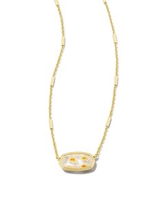 It’s everyone's favorite pendant reimagined with a chic new frame. Meet the Framed Elisa Gold Short Pendant Necklace in White Mosaic Glass. Wear this latest take on our #1 best seller for a touch of glam and a pop of color—you'll love her just as much as we do. Mini Kendra Scott Necklace, Volleyball Kendra Scott Necklace, Kendra Scott Gold Pendant Necklace, Elisa Necklace Kendra Scott, Kendra Scott Necklace Elisa, Short Pendant Necklace, Gold Shorts, Kendra Scott Necklace, White Mosaic