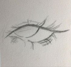 a drawing of an eye with long eyelashes