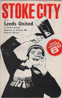 an advertisement for the stoke city leds united, featuring a man with a hat on his head