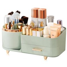 FASHIONABLE DESIGN: Our vanity makeup organizer is crafted with high-grade molding, paying meticulous attention to every detail to provide the most intuitive and convenient makeup storage. Makeup Holder Ideas, Makeup Holder Aesthetic, Make Up Containers, Skin Care Organizers, Amazon Cute Gifts, Inside Vanity Organization, Make Up Set Up Organizations, Makeup Organization Small Space, Cute Makeup Organizer