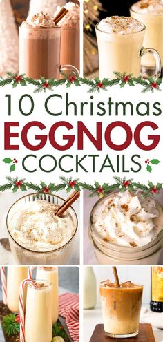 christmas eggnog cocktails collage with text overlay