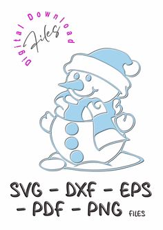 a drawing of a snowman with a santa hat on it's head and the words svg dxf - eps