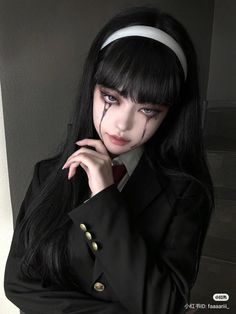 Tomie Kawakami Cosplay, Cosplay Ideas Black Hair, Tomie Outfit Ideas, Tomie Outfit, Tomie Makeup, Kawakami Tomie, Tomie Cosplay, Igari Makeup, Tomie Kawakami