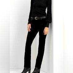 New Ralph Lauren Women’s Black Corduroy Pants Straight Fit Black New W Tags $145 Size 6 Front And Back Packets Winter Straight Leg Jeans For Night Out, Elegant Black Straight Bottoms, Elegant Straight Bottoms, Elegant Black Straight Pants, Elegant Straight Black Pants, Straight Black Pants For Fall, Chic Straight Bottoms For Fall, Fitted Straight Bottoms For Fall, Elegant Velvet Bottoms For Workwear