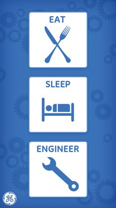 an image of eat sleep engineer and wrench on blue background with white text that says eat sleep engineer