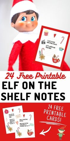 elf on the shelf with free printable cards and instructions for elfs to use