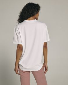 A 4-way stretch lightweight cotton tee that fits oversized. Perfect with biker shorts or tucked in with your favorite pair of joggers or jeans. Details Model is 5'10" and wears a size small. Care: Turn inside out, machine wash cold on delicate cycle with similar colors, tumble dry low. Cool iron when needed. Composition: 57% Cotton | 38% Modal | 5% Spandex | 7DIAMONDS Women's Boyfriend T-Shirt in White | Size Large White Short Sleeve Activewear For Everyday, Everyday White Short Sleeve Activewear, Sporty Relaxed Fit T-shirt With Shirttail Hem, White Loose Fit Activewear For Loungewear, Oversized White Crew Neck Activewear, Boxy Fit Athleisure T-shirt For Everyday, Casual Oversized White Activewear, Everyday Boxy Fit Athleisure T-shirt, White Boxy Fit T-shirt Athleisure