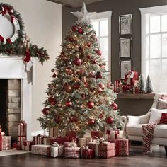 a decorated christmas tree in a living room