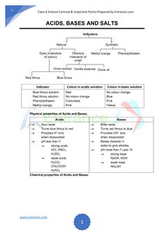 acids, bases and salts worksheet for class 12 science - based study