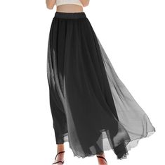 PRICES MAY VARY. MATERIAL:chiffon,Lining,Elastic waistline Free size Fits for most womens ladies Length: 90cm/33.4"; Waist:63-90cm/25-35" OCCASIONS:This skirts is pefect for:evening,party,prom,dress up,ballet,costumes,dance,jazz,Special occasions,stage show,and party favors Hand wash by cold water,hang dry,low iron. & This skirt is flat packed when post, please iron under warm and low temperature to ease the crease. & All the dresses are real pictures. The real color of the item may be slightly Chiffon Skirt Outfit, Retro Skirts, Chiffon Long Skirt, Black Chiffon Skirt, Long Skirt Dress, Beach Maxi Skirt, Long Chiffon Skirt, Skirts Pleated, Chiffon Maxi Skirt