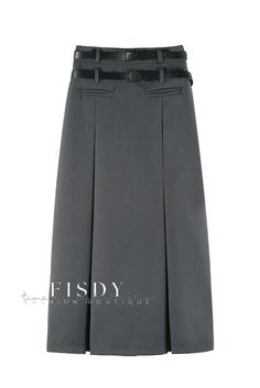 Fisdy - Falda larga de talle alto en gris de inspiración otoñal, que desprende un aire sofisticado a la par que moderno High Waist Long Skirt, Autumn Inspired, Fall Feels, Mid Length Skirts, Color Fabric, Gray Skirt, Autumn Inspiration, Types Of Skirts, Skirt Length