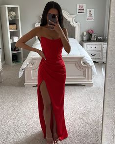 Red Lace Up Dress, Red Long Homecoming Dresses, Red Prom Dress One Shoulder, Red Corset Formal Dress, Corset Red Prom Dress, Red Ball Dress Prom, Red Corset Top Prom Dress, Red Off The Shoulder Prom Dress, Red Prom Dress Strapless