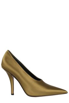 Jessica pumps - Paris Texas - Olive color - Satin-covered leather upper - Leather sole - Pointed design - 10. 5 cm heel. Tom Ford Handbags, Rodeo Fashion, Paris Texas, Italian Shoes, Croc Leather, Golden Goose Shoes, Gifts For My Boyfriend, Olive Color, Sneaker Wedge