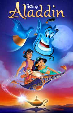 the poster for disney's animated movie, aladin