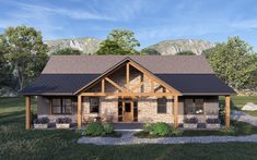 3 Beds, 2 Baths, 1 Stories, 0 Car Garage, 1998 Sq Ft, Craftsman House Plan. Back Porch With Fireplace, Open Floor Plan Homes, Barndo Floor Plans, Metal Building Homes Cost, 1 Story House Plans, Modern Prairie Home, Porch With Fireplace, Pool House Shed, Screened In Back Porch