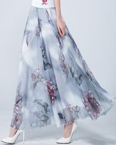 * A long skirt with elastic waist and beautiful prints. * A-line shape and wide hem, can make you look more taller and slimmer. * Made of pearl chiffon and fully lined. * Can custom make waist size and skirt length. * Material: 100% polyester * Size: True to US size, US 0-US 20 are available, you can let us know your usual size and height in your order. * Shipping: Free shipping Processing time : 5-7 Business days Delivery time : 7-20 Business days Tracking number available If you need rush orde Floral Print Flowy Flared Skirt, Flowy Floral Print Flared Skirt, Flowy Flared Maxi Skirt For Spring, Spring Long Maxi Skirt, Spring Flowy Full Maxi Skirt, Spring Full Flowy Maxi Skirt, Flowy Wide Leg Maxi Skirt For Spring, Spring Lined Long Skirt Maxi Dress, Spring Lined Long Maxi Dress