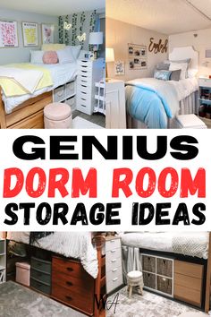 the genius dorm room storage ideas are great for small rooms, but they're easy to do