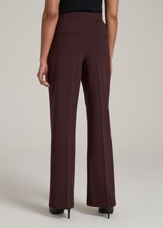 About Our Flat Front Wide Leg Dress Pants for Tall Women Ultra-flattering and easy to wear, these women's tall dress pants are a closet essential. They feature a smooth front with a contoured waistband for a complimentary finish. Pleated accents at the front and back elongate your legs and make them easy to wear from the desk to dinner. Built with a stretch-infused polyester-viscose blend, these pants for tall women offer the sleek feel of a suit with the comfort of a lounge pant. An elastic at Pants For Tall Women, Scrubs Dress, Athleisure Summer, Cozy Sleepwear, Tall Dress, Wide Leg Dress Pants, Tall Dresses, Sports Blazer, Long Sleeve Tee Shirts