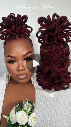 Gala Loc Styles, Updo Locks Hairstyle, Black Brides Hairstyles Locs, Petal Bun Locs Wedding, Half Up Half Down Dread Styles, Loc Styles For Wedding Guest, Half Up Half Down Loc Styles Locks, Half Up Loc Styles, Petal Bun Loc Styles