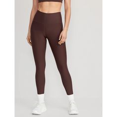 Old Navy High-Waisted Powersoft 7/8-Length Leggings For Women Brown M Petite Nwt New With Tags Color: French Roast Medium Petite Women’s Sits At Belly Button Fitted Hip And Thigh Hits Just Above Ankle 77% Polyester 23% Spandex Featuring Powersoft, Light Compression With A Peachy-Soft Feel. Go-Dry Wicks Moisture #537812 Lightning Leggings, Polka Dot Leggings, Old Navy Leggings, Brown Leggings, French Roast, Color Block Leggings, Girls Fall Outfits, Green Leggings, Compression Fabric