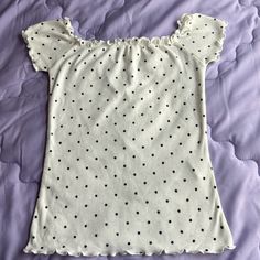 Top Shirt White/Blue Stars Brand New But It’s Doesn’t Have The Tag On It. Fitted Star Print Summer Tops, Fitted Star Print Tops For Summer, Trendy Fitted Tops With Star Print, Trendy Star Print Summer Tops, Trendy Star Print Tops For Summer, Trendy Spring Star Print Top, Trendy Spring Top With Star Print, Summer Crew Neck Top With Star Print, Cute Polka Dot Top For Spring