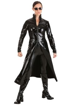 PRICES MAY VARY. Size: Large COSTUME INCLUDES: This The Matrix Trinity adult costume is officially licensed from the movie and features a shiny black jacket and a pair of black sunglasses. FROM FUN COSTUMES: Halloween Costumes are what we do and we're proud to offer an epic selection of costumes for the most popular characters from TV, movies, and more. We love The Matrix as much as you do, so we are very excited to offer fans our licensed Trinity costume for women! AUTHENTIC DETAILS: This adult Trinity Costume, The Matrix Trinity, Matrix Trinity, Kitchen Opening, Fun Costumes, Popped Collar, Black Overcoat, Costume For Women, Popular Characters