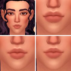 four different angles of a woman's lips