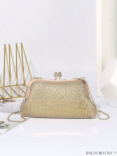 BagForLove - Squared Rhinestone Chain Bag: Elegant Bridal Purse for Weddings Gold Shoulder Bag With Chain Strap For Wedding, Gold Chain Strap Shoulder Bag For Wedding, Gold Crystal Bags For Prom, Gold Wedding Shoulder Bag With Chain Strap, Gold Rhinestone Evening Bag For Prom, Gold Wedding Bags With Chain Strap, Gold Embellished Bags For Prom, Gold Crystal-embellished Evening Bag For Prom, Gold Crystal Evening Bag For Prom