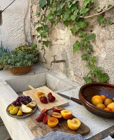 some fruit is laying out on a table