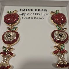 Red Glittery Apples “Sweet To The Core” Long Earrings Gold-Tone 3" Length Back To School 2024 Apple Jewelry, Mickey Earrings, Apple Earrings, Apple Of My Eye, Minnie Mouse Earrings, Baublebar Earrings, Long Gold Earrings, Ghost Earrings, Pumpkin Earrings