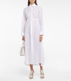 Broderie anglaise cotton midi dress Cotton Shirt Dress, Cotton Midi Dress, St Tropez, Casual Elegance, Cotton Shirt, Dress Shop, Color Design, Shirt Blouses, White Dress