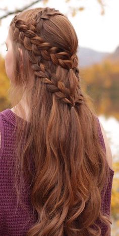 Braided Hair Half Up, Fantasy Braided Hair, Intricate Braids For Long Hair, Outlander Hairstyles, Peasant Hair, Medieval Braids, Elf Braids, Fantasy Braids, Fantasy Hairstyles