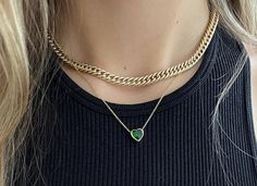 14k over sterling 2 necklace set 16-18 inch Green Heart-shaped Jewelry Gift For Her, Trendy Heart Cut Jewelry For Gifts, Trendy Heart Cut Jewelry Gift, Elegant Green Necklace With Paperclip Chain, Green Cable Chain Necklace For Gift, Classic Green Heart-shaped Jewelry, Green Dainty Jewelry For Valentine's Day, Dainty Green Heart Jewelry, Trendy Paperclip Chain Jewelry As Gift