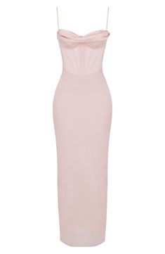 Be the highlight of every glam event in this stunning corset dress cut from silky satin in a curvaceous silhouette for an elegantly seductive look. Exclusive retailer 59 1/2" length Cowl neck Spaghetti straps Polyester/elastane Dry clean Imported Evening Strapless Dress With Fitted Bodice, Glamorous Pink Fitted Corset Dress, Pink Glamorous Fitted Corset Dress, Strapless Satin Finish Fitted Bodice Corset Dress, Glamorous Pink Corset Dress With Fitted Bodice, Strapless Corset Dress With Satin Finish, Strapless Corset Dress With Satin Finish And Fitted Bodice, Elegant Bandage Dress With Boned Bodice, Fitted Feminine Evening Dress With Sweetheart Neckline