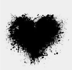 black ink splattered in the shape of a heart