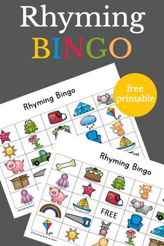 the printable rhyming bingo game is shown