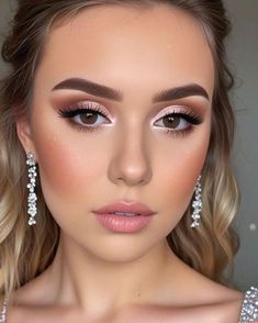 Glam Makeup Ideas For Brown Eyes, Simple Wedding Makeup Winged Liner, Makeup Ideas Homecoming Brown Eyes, Formal Make Up Look, Rose Gold Eye Makeup Wedding, Wedding Makeup For Fall, Clean Glam Makeup Look, Bridal Makeup Blue Eyes Red Hair, Pink Makeup Looks For Wedding