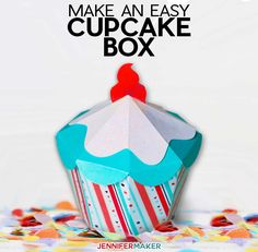 an easy cupcake box made from paper with the words make an easy cupcake box