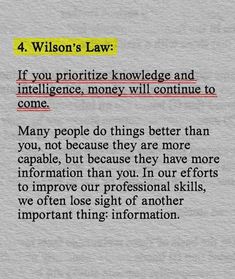 a piece of paper with the words 4 wilson's law