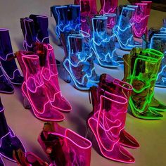 Out Past Midnight Boots : MADE-TO-ORDER – Neon Cowboys Face Jewellery, Space Cowboys, Neon Party, Next Clothes, Hats For Sale, Neon Colors, Boots For Sale, Sweet 16, Cute Shoes