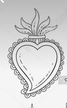 a drawing of a heart with an ornate border around it